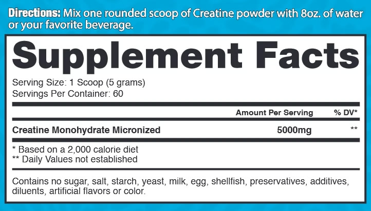 Creatina Dragon Pharma Información Nutricional