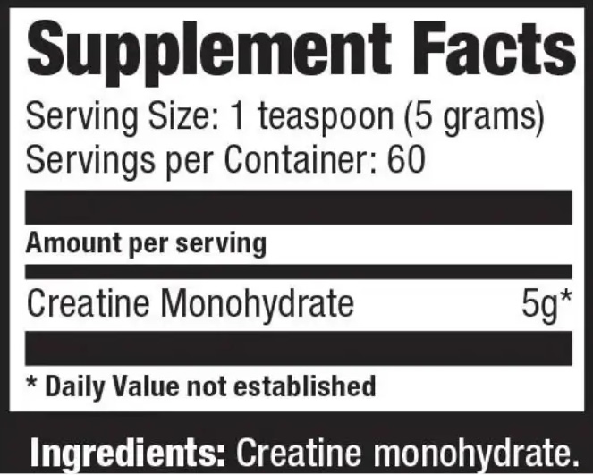 Creatina Ultimate Información Nutricional