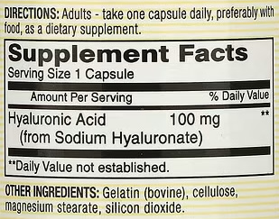 Acido Hialuronico Mason Información Nutricional