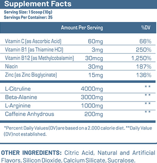 Nox Rage UN Información Nutricional