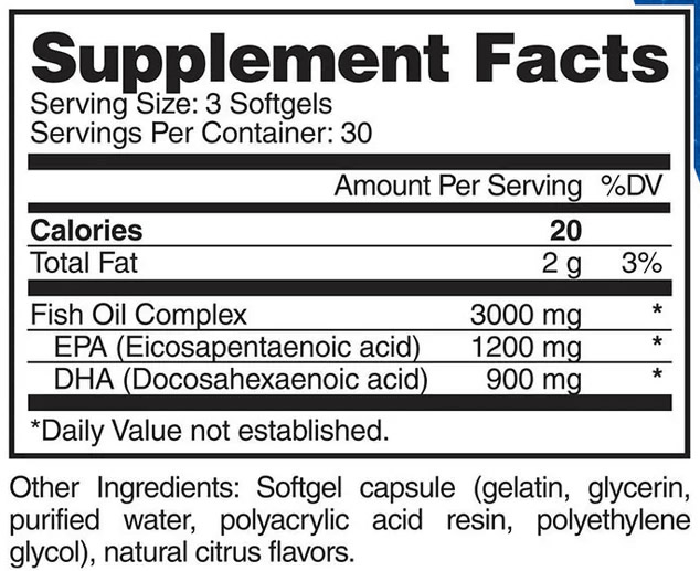 Omega 3 Evogen Información Nutricional