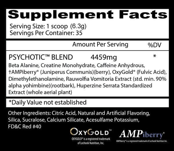 Psychotic Red Información Nutricional