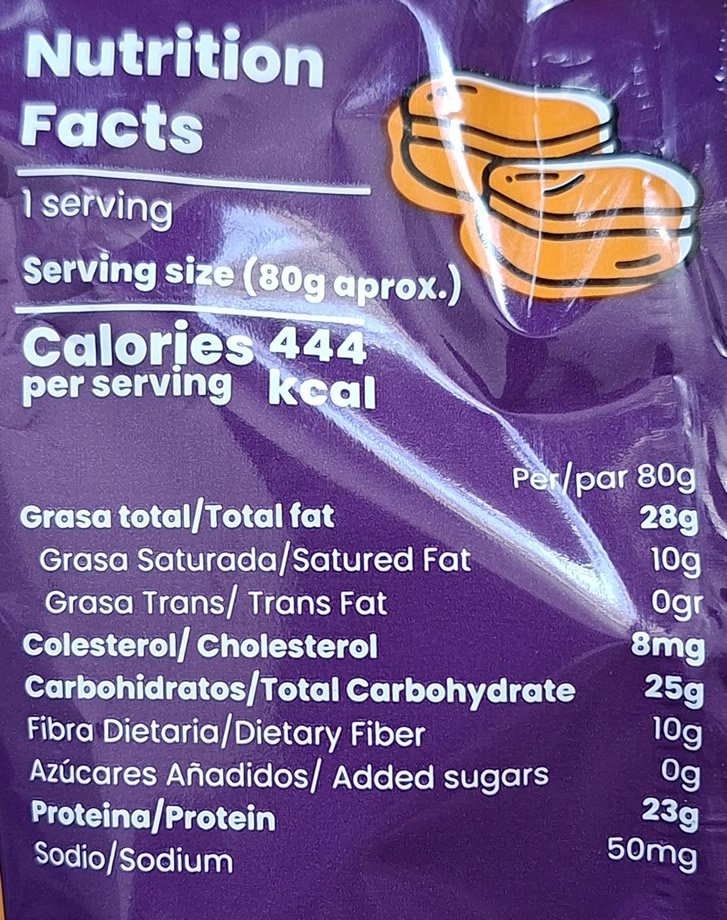Protein Alfajor Taste Me Información Nutricional