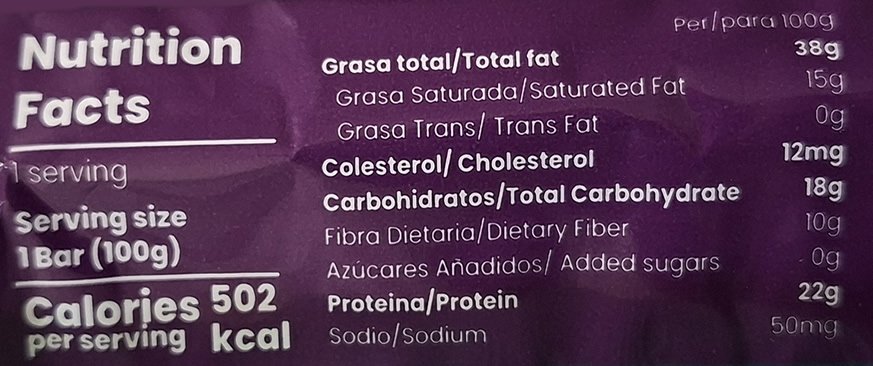 Protein Bar Taste Me Información Nutricional