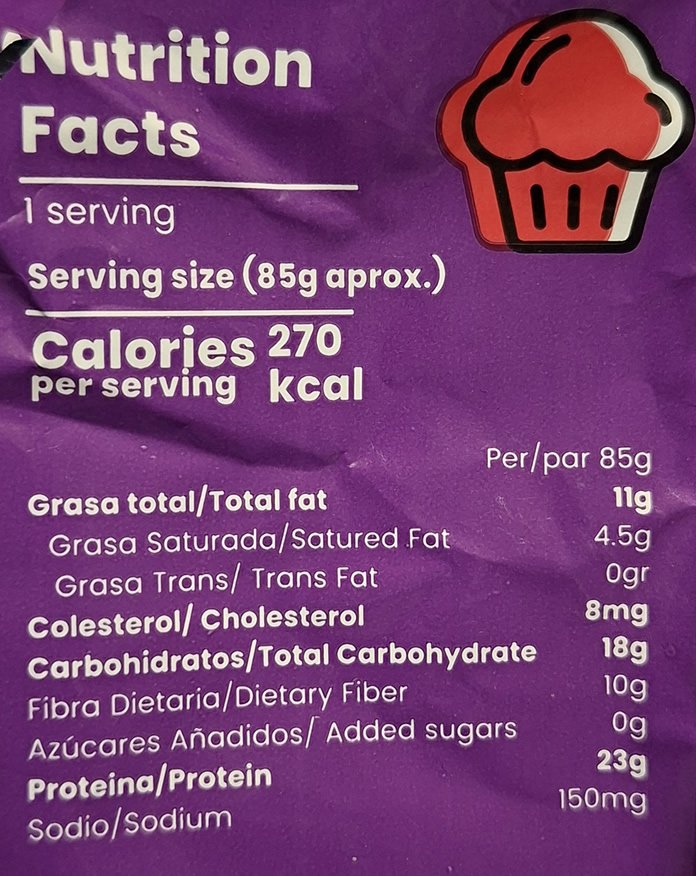 Protein Muffin Taste Me Información Nutricional