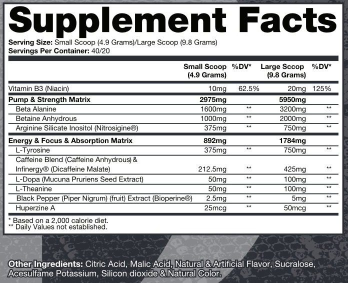 Venom Información Nutricional